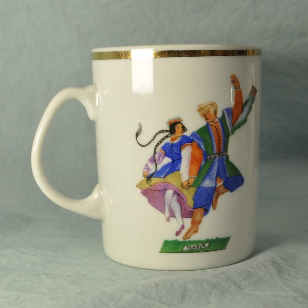 *BOGO mugs* 12 oz mug vintage Favolina Poland Mazur folk dancers (w1536)